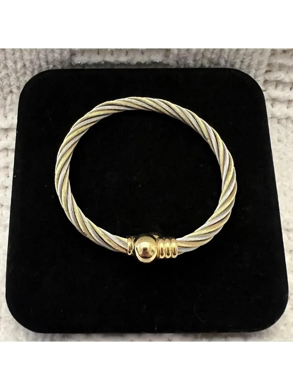 Joan Rivers Twisted Braided Cable Cuff Bracelet  Gold Tone Signed